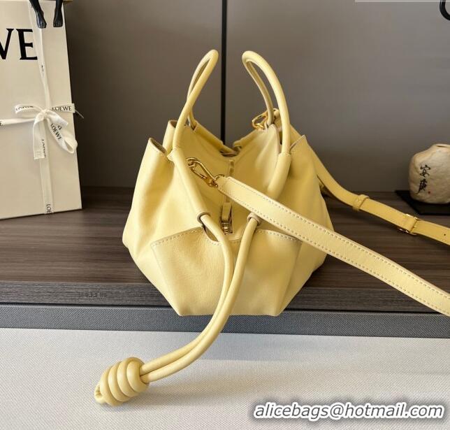 Unique Grade Loewe Medium Paseo Bag in Shiny Nappa Calfskin 062240 Yellow 2023