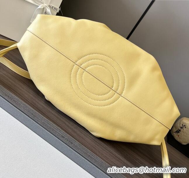 Unique Grade Loewe Medium Paseo Bag in Shiny Nappa Calfskin 062240 Yellow 2023