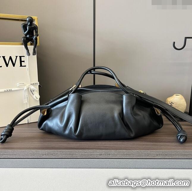 New Design Loewe Medium Paseo Bag in Shiny Nappa Calfskin 062240 Black 2023