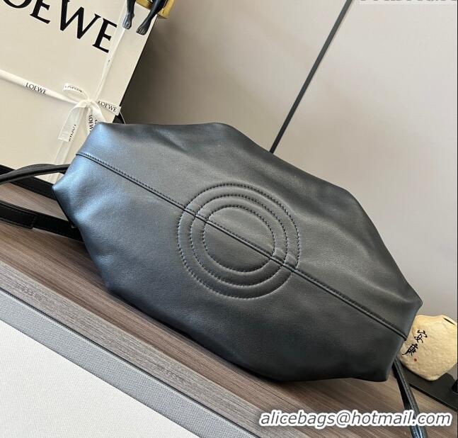 New Design Loewe Medium Paseo Bag in Shiny Nappa Calfskin 062240 Black 2023