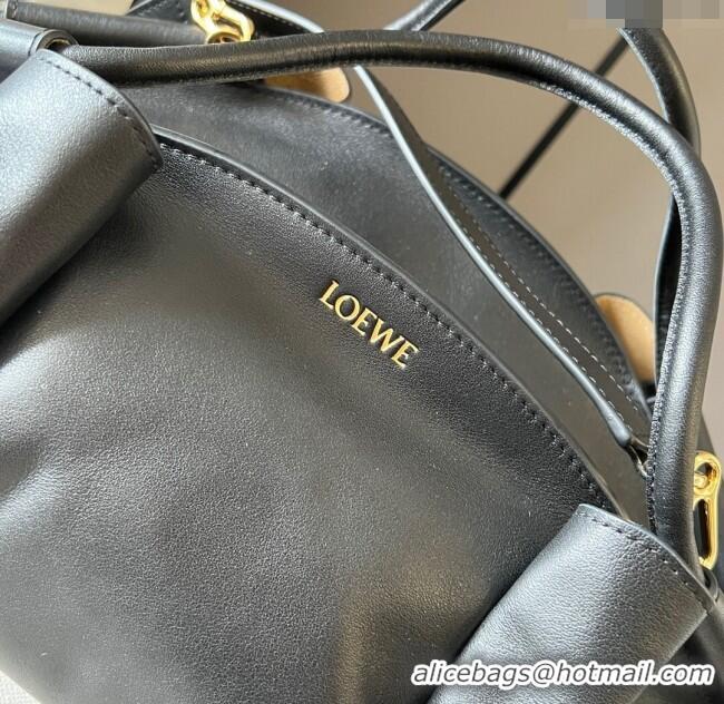 New Design Loewe Medium Paseo Bag in Shiny Nappa Calfskin 062240 Black 2023