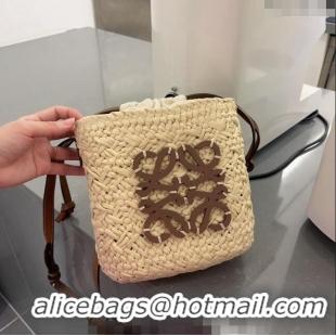 Famous Brand Loewe Straw Crossbody Bag 0713 Beige/Brown 2023