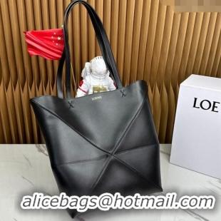 Most Popular Loewe Medium Puzzle Fold Tote in shiny calfskin LE4068 Black 2023