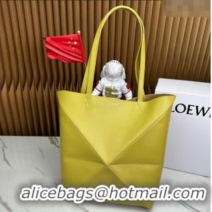 Discount Loewe Medium Puzzle Fold Tote in shiny calfskin LE4068 Bright Ochre Yellow 2023