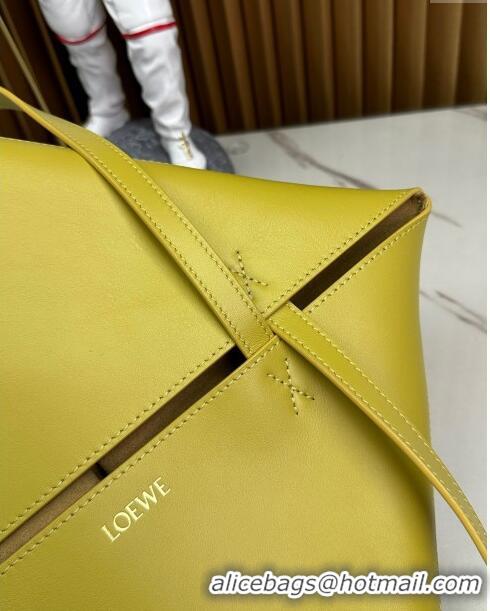 Discount Loewe Medium Puzzle Fold Tote in shiny calfskin LE4068 Bright Ochre Yellow 2023