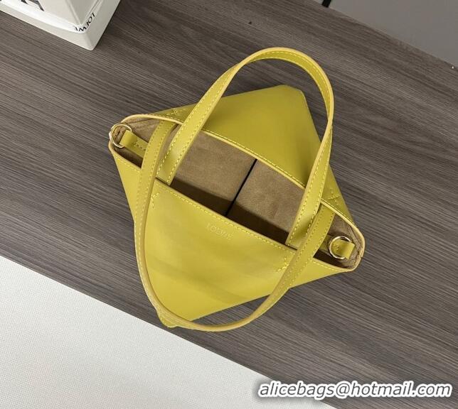 Affordable Price Loewe Mini Puzzle Fold Tote in shiny calfskin LE4069 Bright Ochre Yellow 2023