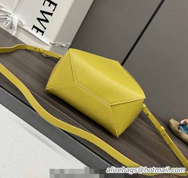 Affordable Price Loewe Mini Puzzle Fold Tote in shiny calfskin LE4069 Bright Ochre Yellow 2023