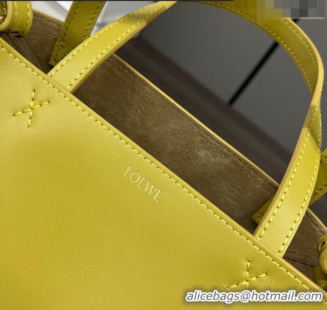 Affordable Price Loewe Mini Puzzle Fold Tote in shiny calfskin LE4069 Bright Ochre Yellow 2023