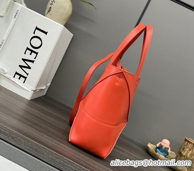 New Design Loewe Mini Puzzle Fold Tote in shiny calfskin LE4069 Sunrise Orange 2023