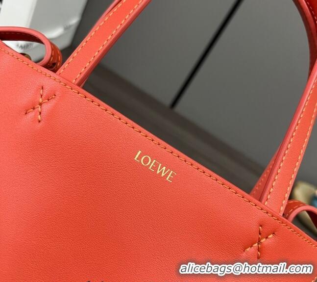 New Design Loewe Mini Puzzle Fold Tote in shiny calfskin LE4069 Sunrise Orange 2023