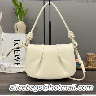 Big Enough Loewe Paseo Satchel Bag in Shiny Nappa Calfskin 062317 Angora White 2023