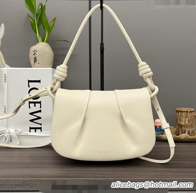 Big Enough Loewe Paseo Satchel Bag in Shiny Nappa Calfskin 062317 Angora White 2023