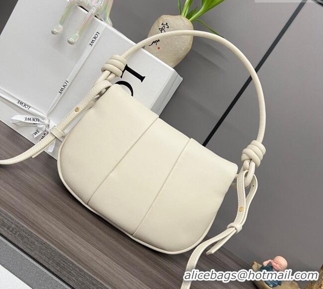 Big Enough Loewe Paseo Satchel Bag in Shiny Nappa Calfskin 062317 Angora White 2023