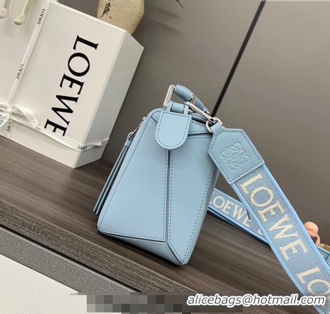 Classic Discount Loewe Small Puzzle bag in satin calfskin 262304 Light Blue 2023