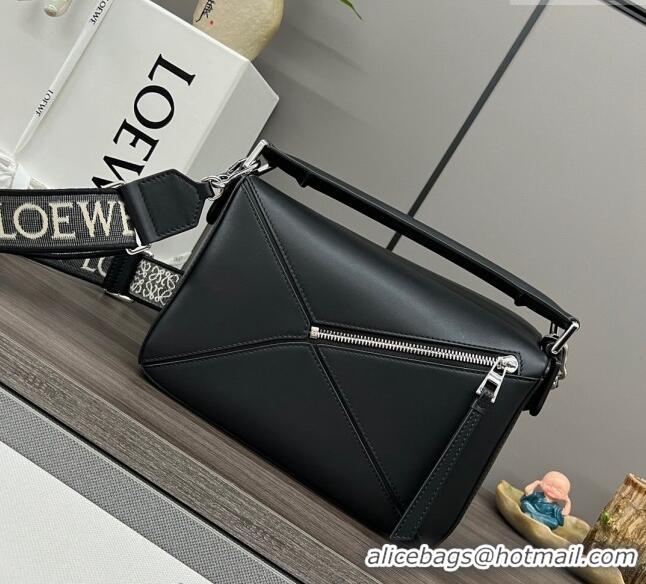 New Fashion Loewe Small Puzzle bag in satin calfskin 262304 Black 2023