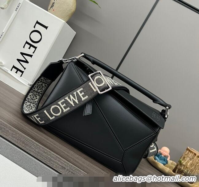 New Fashion Loewe Small Puzzle bag in satin calfskin 262304 Black 2023