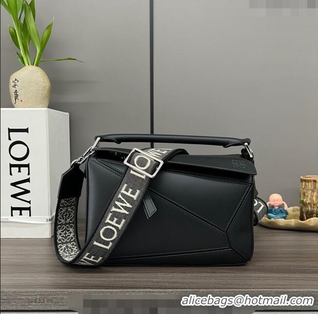 New Fashion Loewe Small Puzzle bag in satin calfskin 262304 Black 2023