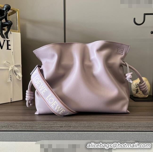 Shop Grade Loewe Flamenco clutch in nappa calfskin & Anagram strap in jacquard 262238 Light Purple 2023