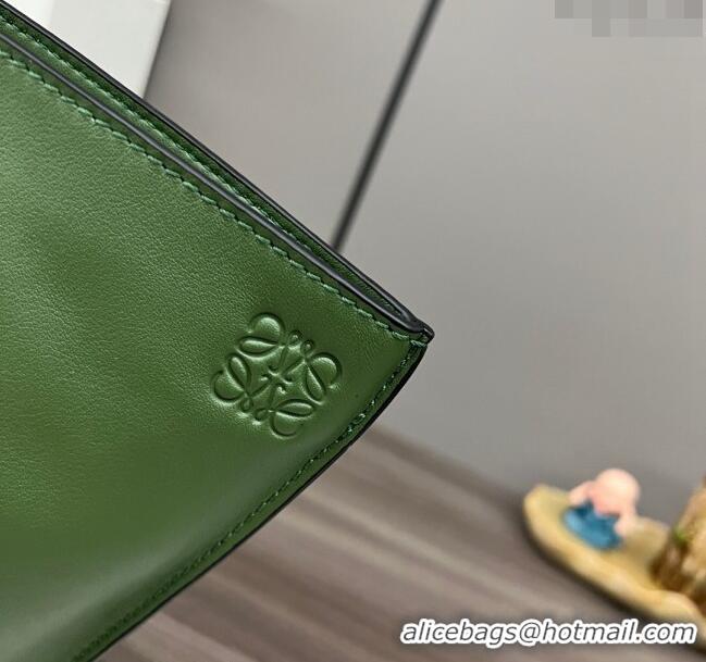 Affordable Price Loewe Men's Anton Sling Bag in supple smooth calf leather and jacquard strap Hunter 060356 Green 2023