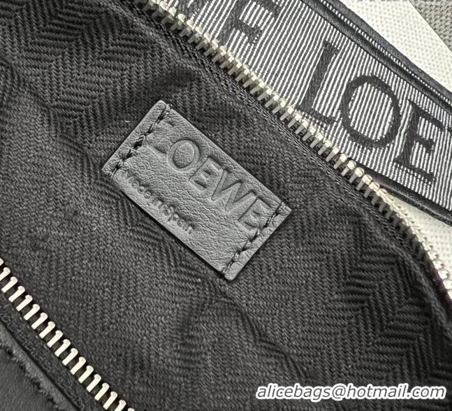 Good Product Loewe Men's Anton Sling Bag in supple smooth calf leather and jacquard strap 060356 Black 2023