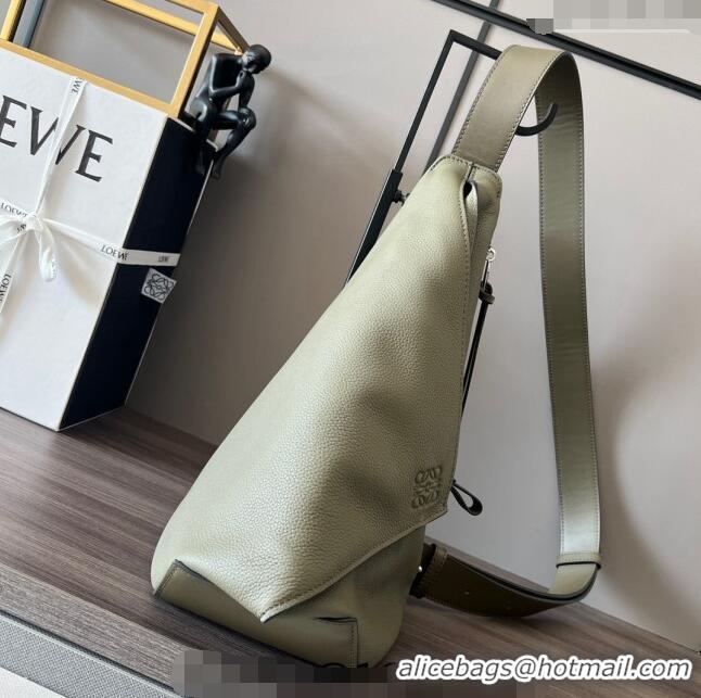 Super Quality Loewe Men's Anton Sling Bag in soft grained calfskin 060356 Khaki Green 2023