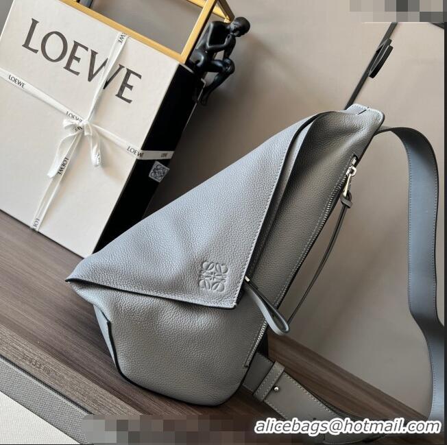 Super Quality Loewe Men's Anton Sling Bag in soft grained calfskin 060356 Grey 2023