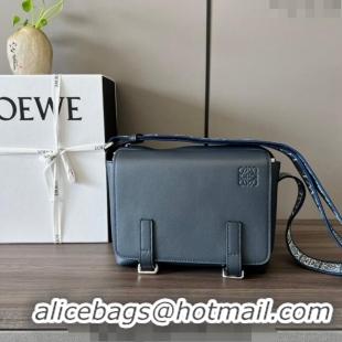 Modern Loewe Men's XS Military messenger bag in supple smooth calfskin and jacquard strap 11388 Deep Blue 2023