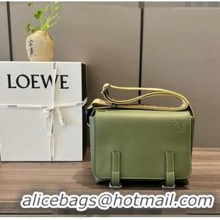 New Fashion Loewe Men's XS Military messenger bag in supple smooth calfskin and jacquard strap 11388 Khaki Green 2023