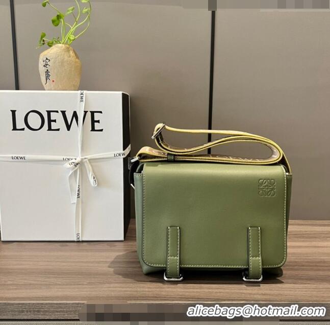 New Fashion Loewe Men's XS Military messenger bag in supple smooth calfskin and jacquard strap 11388 Khaki Green 2023