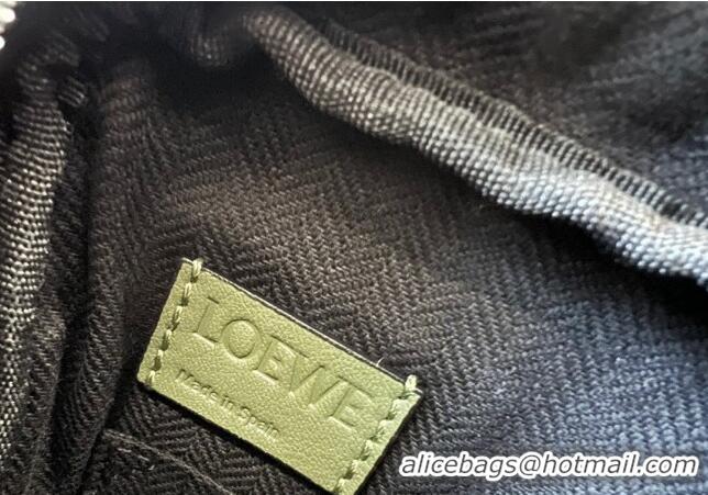 New Fashion Loewe Men's XS Military messenger bag in supple smooth calfskin and jacquard strap 11388 Khaki Green 2023