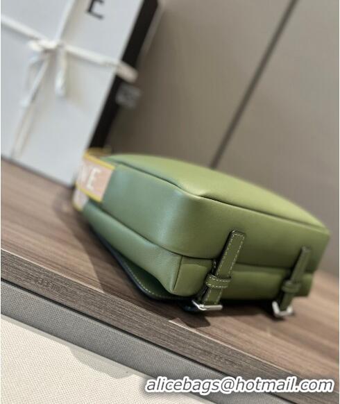 New Fashion Loewe Men's XS Military messenger bag in supple smooth calfskin and jacquard strap 11388 Khaki Green 2023