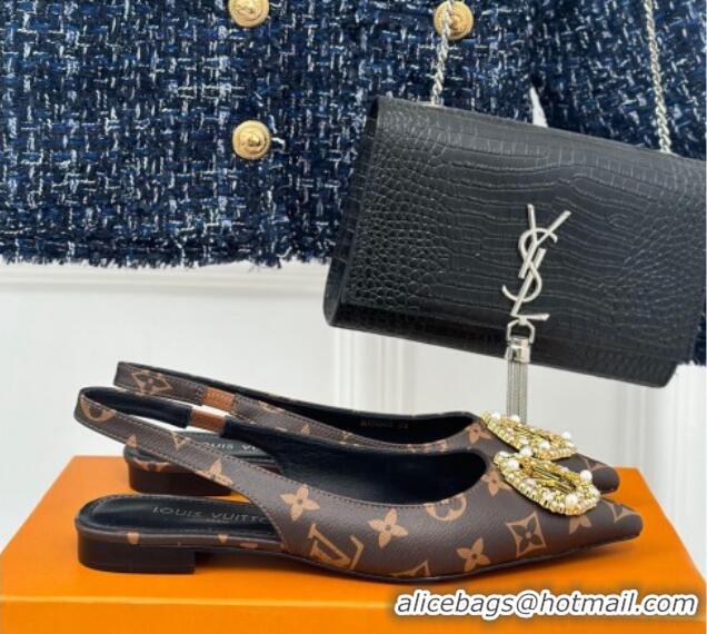 Grade Quality Louis Vuitton Met Slingback Ballerinas Flat in Monogram Canvas 0226123