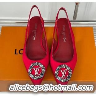 Perfect Louis Vuitton Met Slingback Ballerinas Flat in Satin Red 0226124