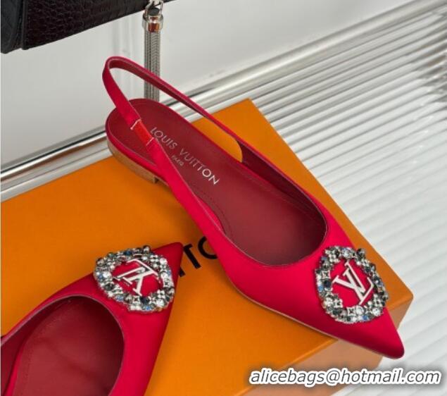 Perfect Louis Vuitton Met Slingback Ballerinas Flat in Satin Red 0226124