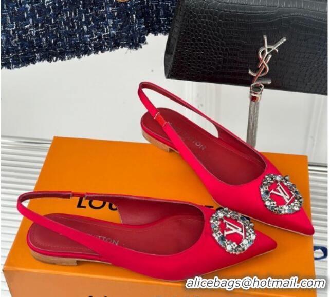 Perfect Louis Vuitton Met Slingback Ballerinas Flat in Satin Red 0226124