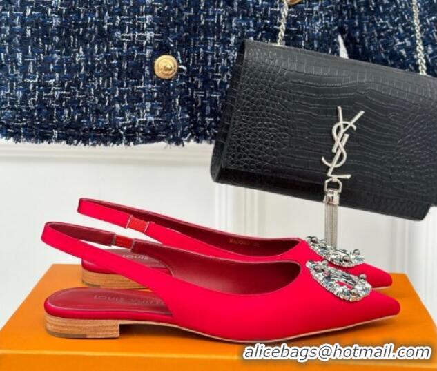 Perfect Louis Vuitton Met Slingback Ballerinas Flat in Satin Red 0226124