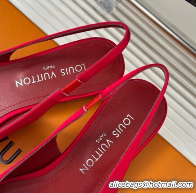 Perfect Louis Vuitton Met Slingback Ballerinas Flat in Satin Red 0226124