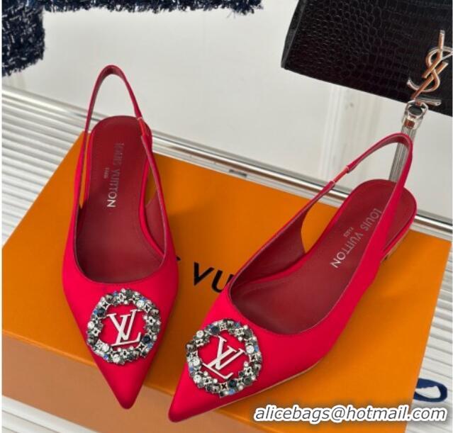 Perfect Louis Vuitton Met Slingback Ballerinas Flat in Satin Red 0226124