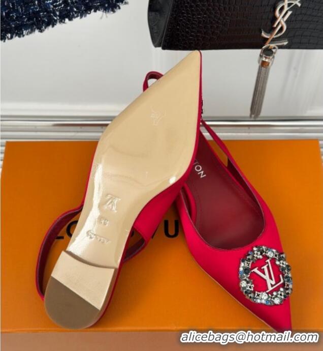 Perfect Louis Vuitton Met Slingback Ballerinas Flat in Satin Red 0226124