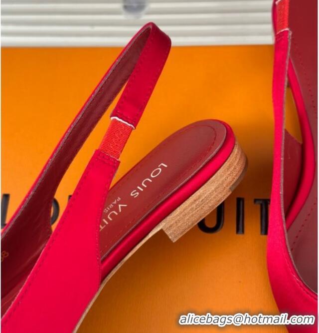 Perfect Louis Vuitton Met Slingback Ballerinas Flat in Satin Red 0226124