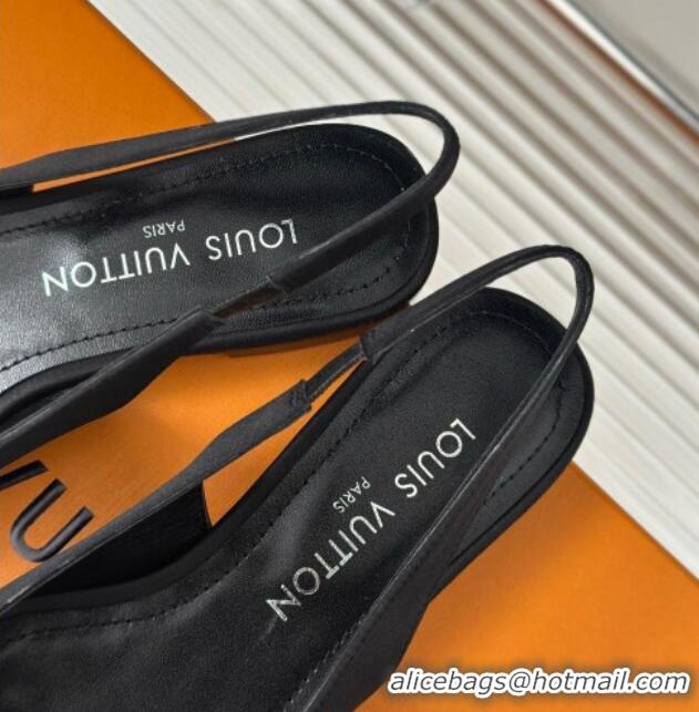 Classic Hot Louis Vuitton Met Slingback Ballerinas Flat in Satin Black 0226125