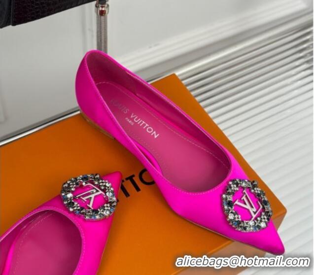 Top Grade Louis Vuitton Met Ballerinas Flat 1.5cm in Satin Dark Pink 0226129