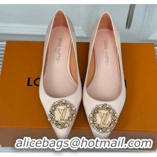 Pretty Style Louis Vuitton Met Ballerinas Flat 1.5cm in Satin Nude 226130