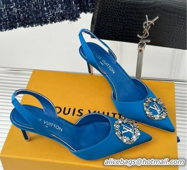 Low Price Louis Vuitton Met Slignback Pumps 7cm in Satin Blue 0226127