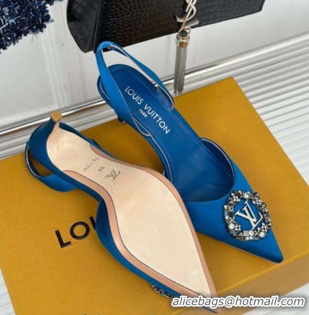 Low Price Louis Vuitton Met Slignback Pumps 7cm in Satin Blue 0226127