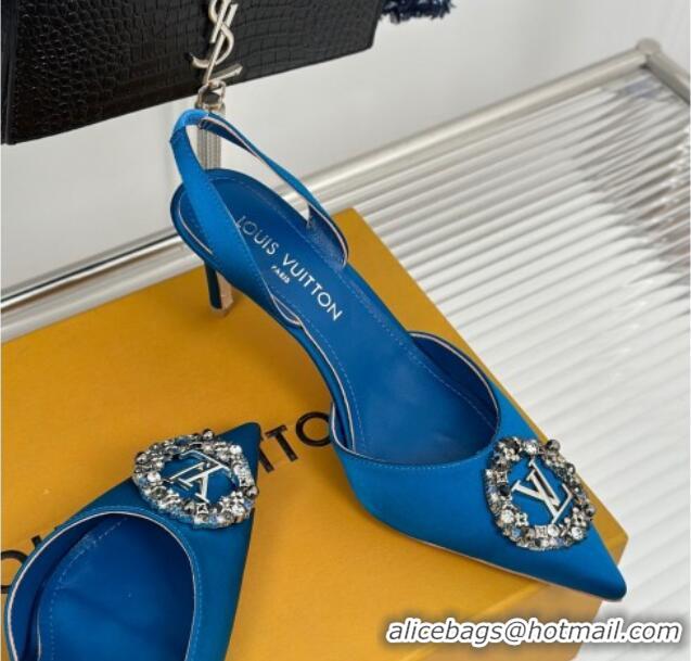 Low Price Louis Vuitton Met Slignback Pumps 7cm in Satin Blue 0226127