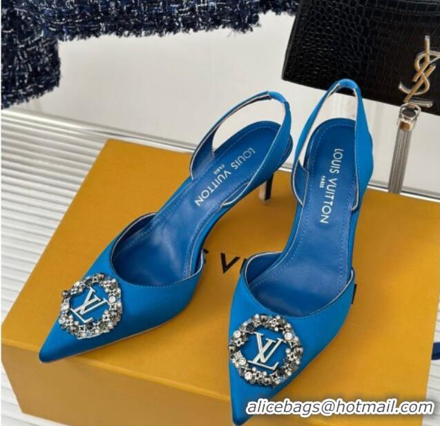 Low Price Louis Vuitton Met Slignback Pumps 7cm in Satin Blue 0226127