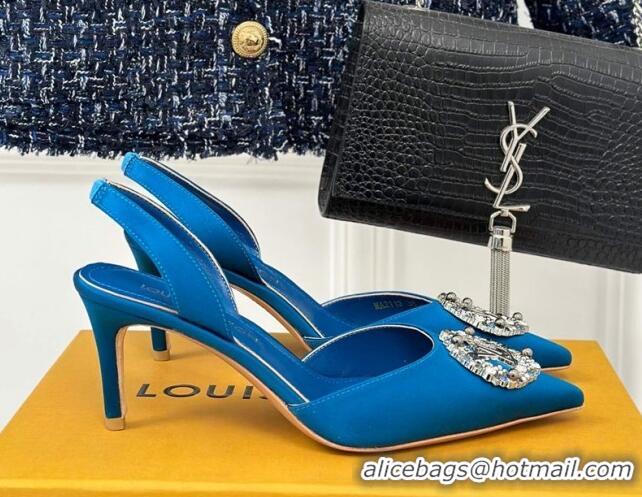 Low Price Louis Vuitton Met Slignback Pumps 7cm in Satin Blue 0226127