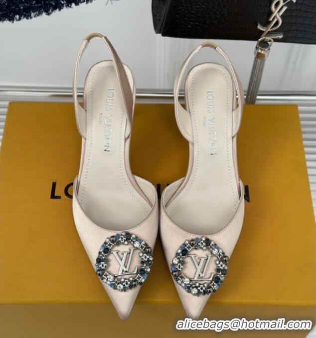 Low Cost Louis Vuitton Met Slignback Pumps 7cm in Satin Nude 0226135