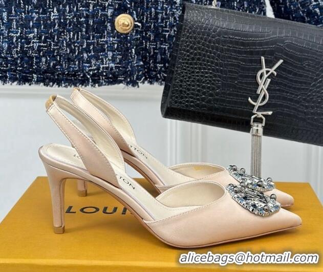 Low Cost Louis Vuitton Met Slignback Pumps 7cm in Satin Nude 0226135